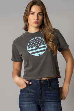 Ladies American Bullseye Crop